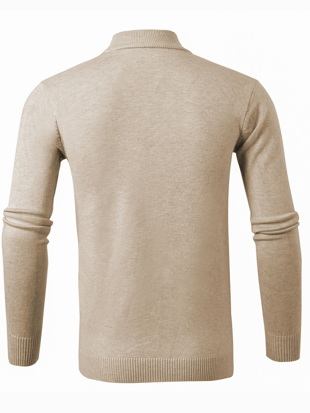 Mock Neck Knitted Slim Solid Sweater, Men's Casual Warm Solid High Stretch Pullover Sweater For Fall Winter