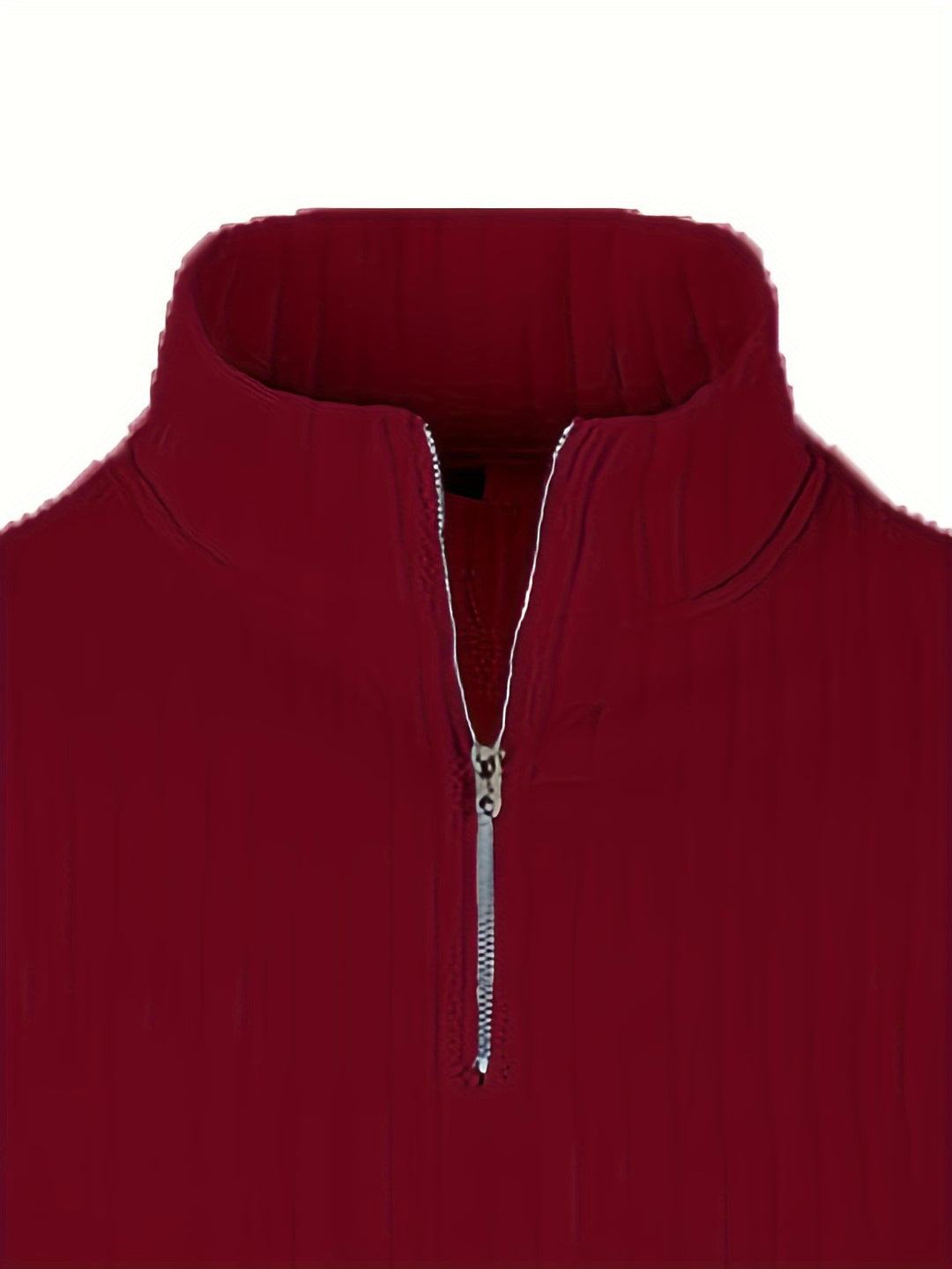 Ribbed Knitted Half Zipper Sweater, Men's Casual Warm Slightly Stretch Stand Collar Pullover Sweater For Men Fall Winter