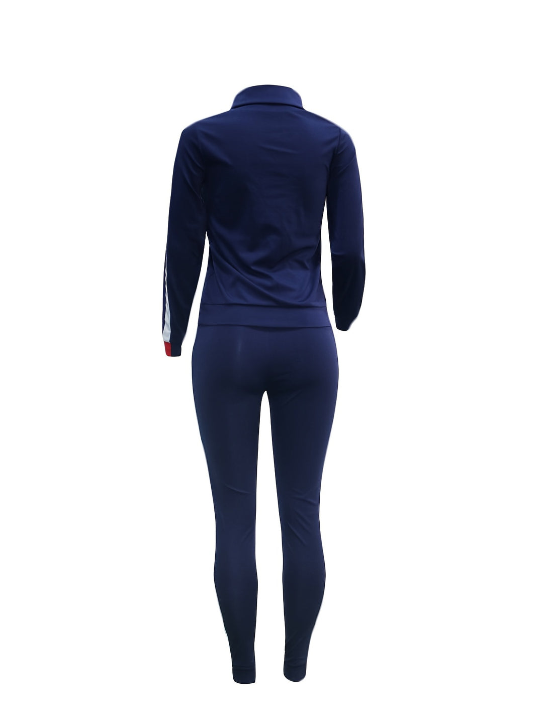 Striped Graphic 2 Piece Tracksuit Outfits, Casual Turtleneck Pullover Shirt & Sweatpants, Women's Clothing