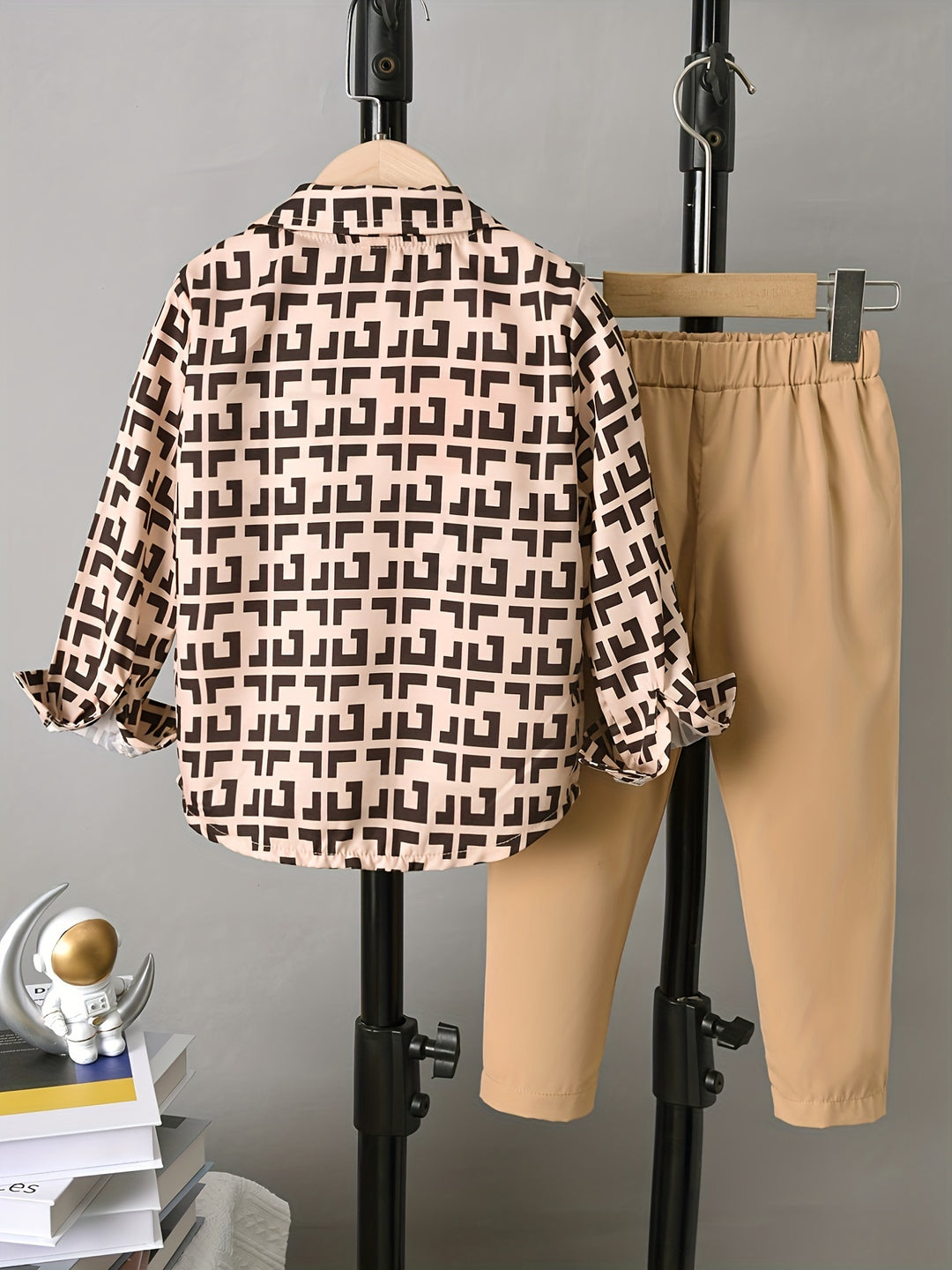 Boy's Geometric Pattern 2pcs, Shirt & Pants Set, Trendy Casual Outfits, Kids Clothes For Spring Fall