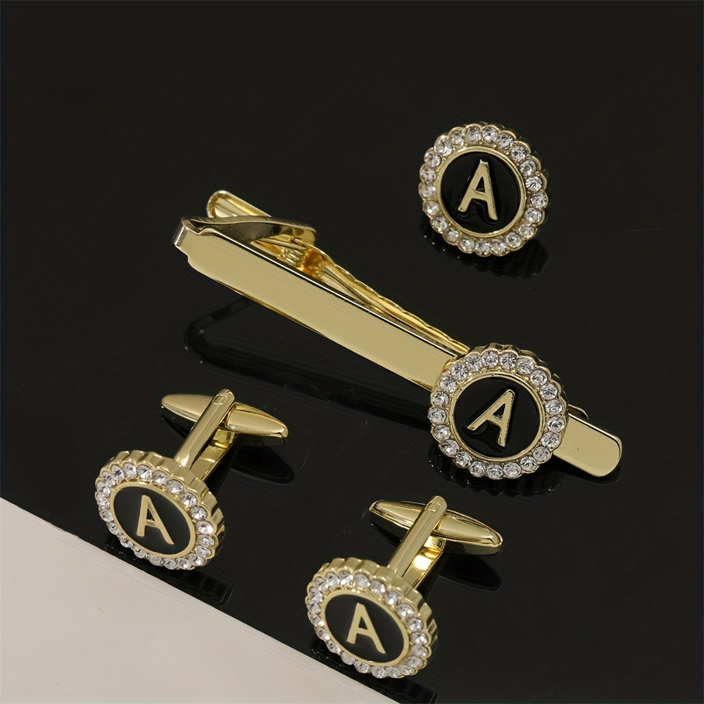 Men's Tie Clip Zirconia Initial Letter Lapel Clip Tie Clip Tie Accessories