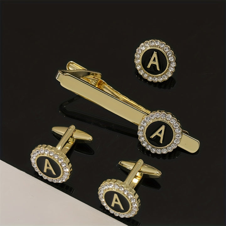 Men's Tie Clip Zirconia Initial Letter Lapel Clip Tie Clip Tie Accessories