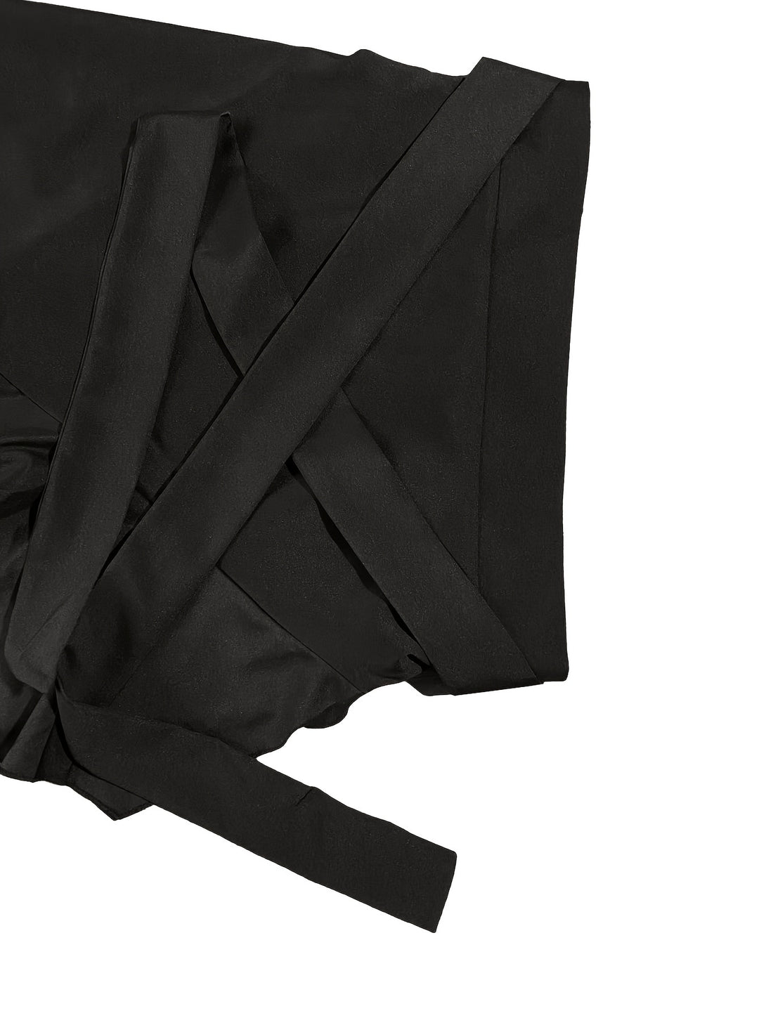 Solid Ruffle Trim Asymmetrical Skirt, Elegant Belted Mermaid Skirt For Spring & Fall, Women's Clothing