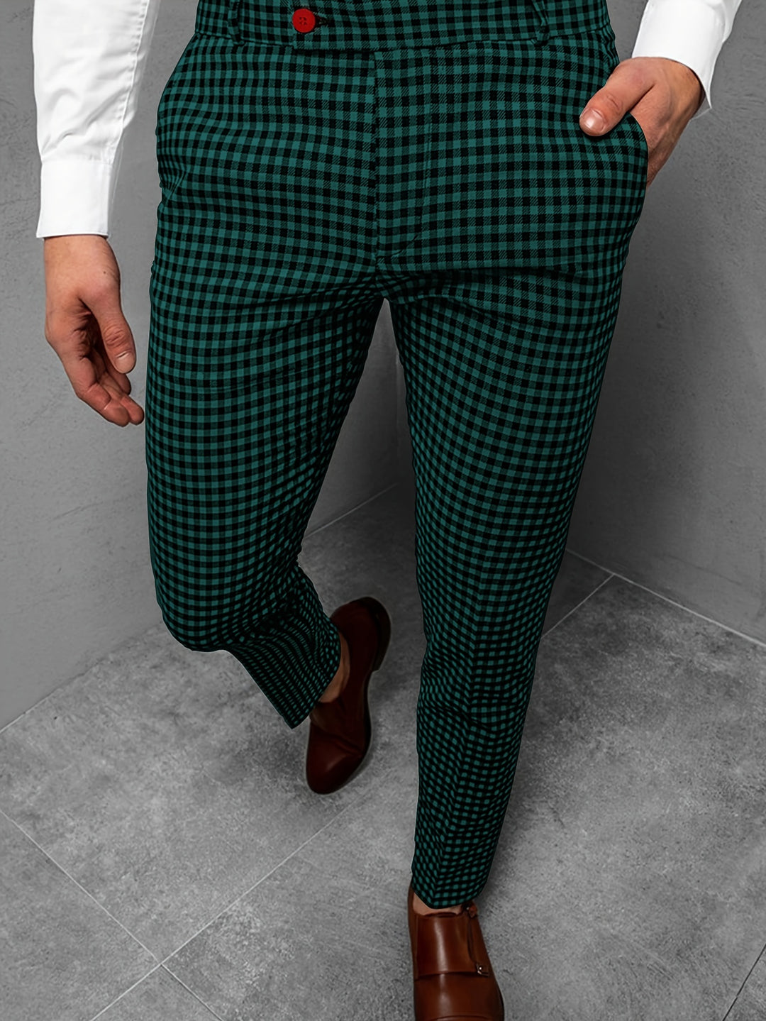 New Men's Plaid Casual Pants Business Social Suit Pants