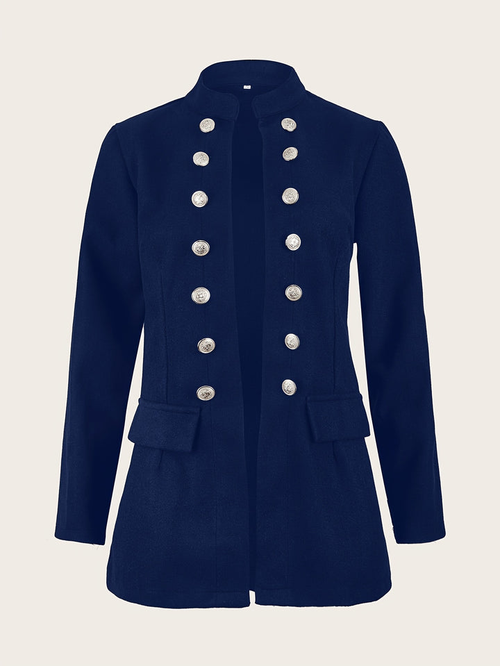Open Front Solid Blazers, Elegant Long Sleeve Open Front Outwear, Women's Jacket & Coat