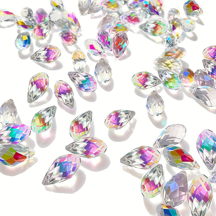 About 100pcs Teardrop Shape Pendants, Imitation Crystal Pendant 6*12mm AB Color Beads Pendants Jewelry Making DIY Supplies For Earrings Necklace Bracelet