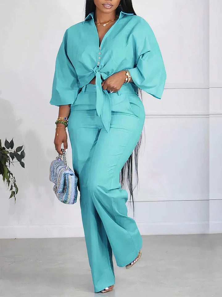 Upgrade Your Wardrobe with Our Plus Size Solid Two-Piece Set - Perfect for Any Occasion!