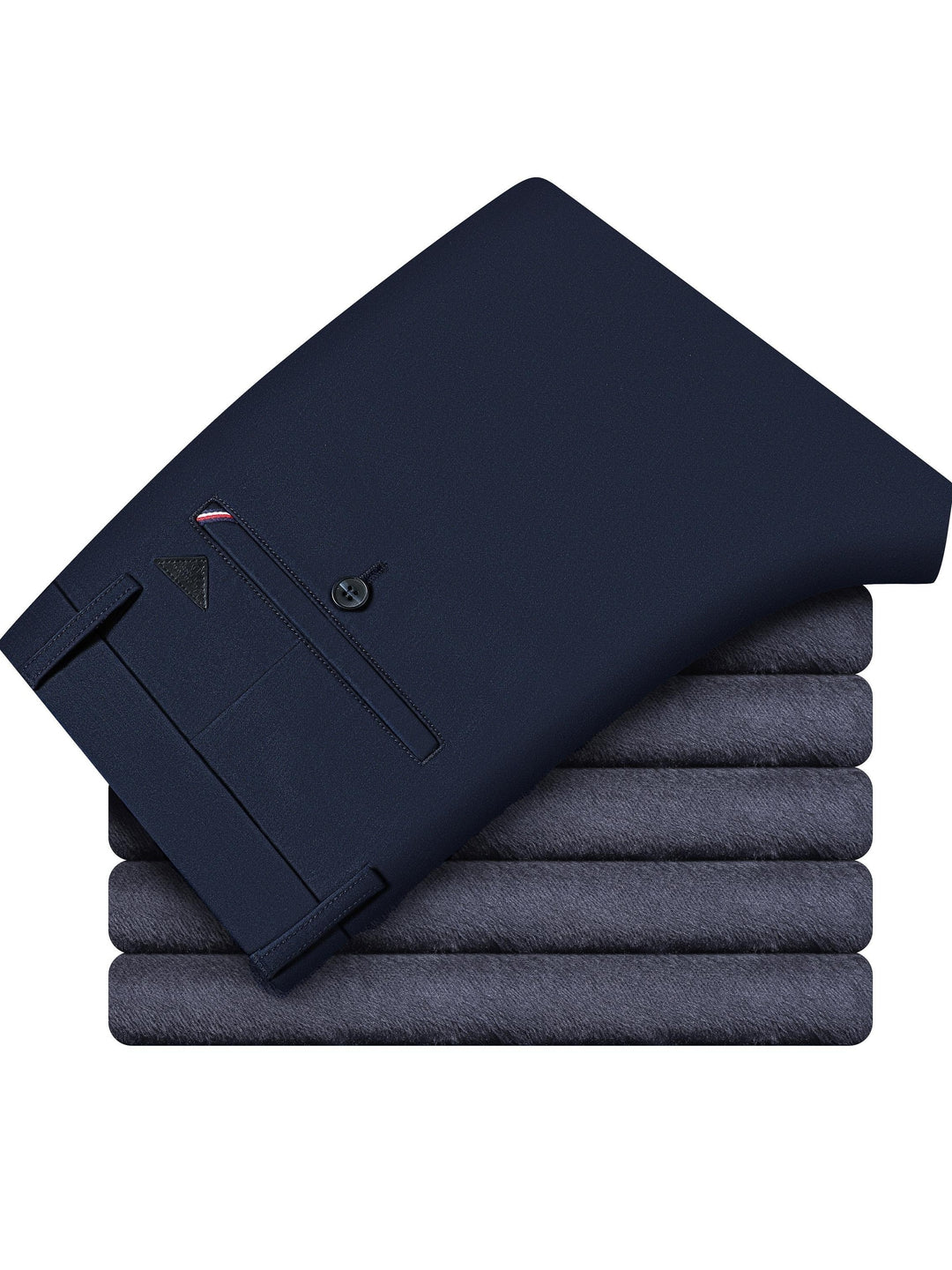 Warm Fleece Dress Pants, Men's Formal Solid Color Stretch Dress Pants For Fall Winter Business