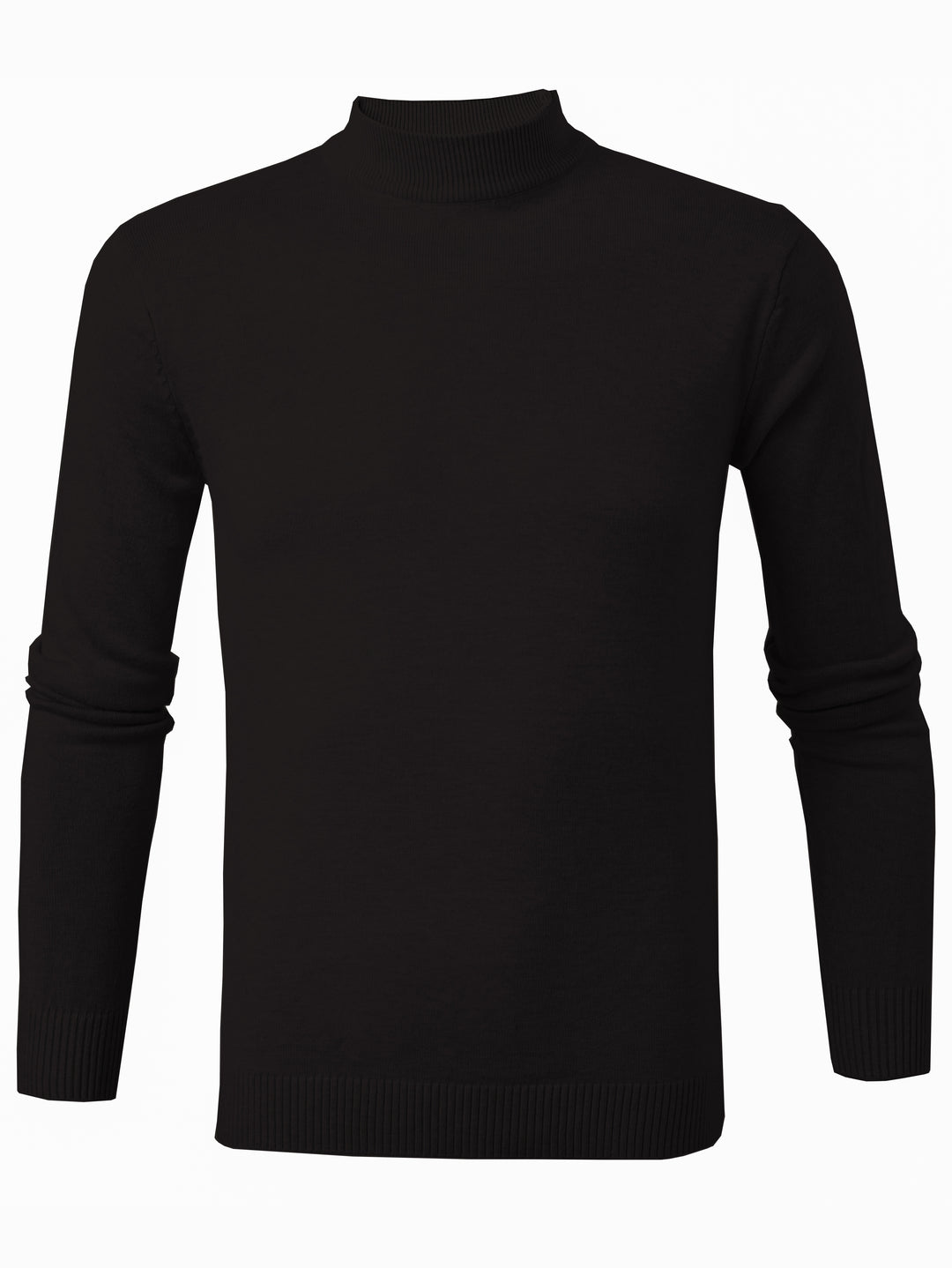 Mock Neck Knitted Slim Solid Sweater, Men's Casual Warm Solid High Stretch Pullover Sweater For Fall Winter