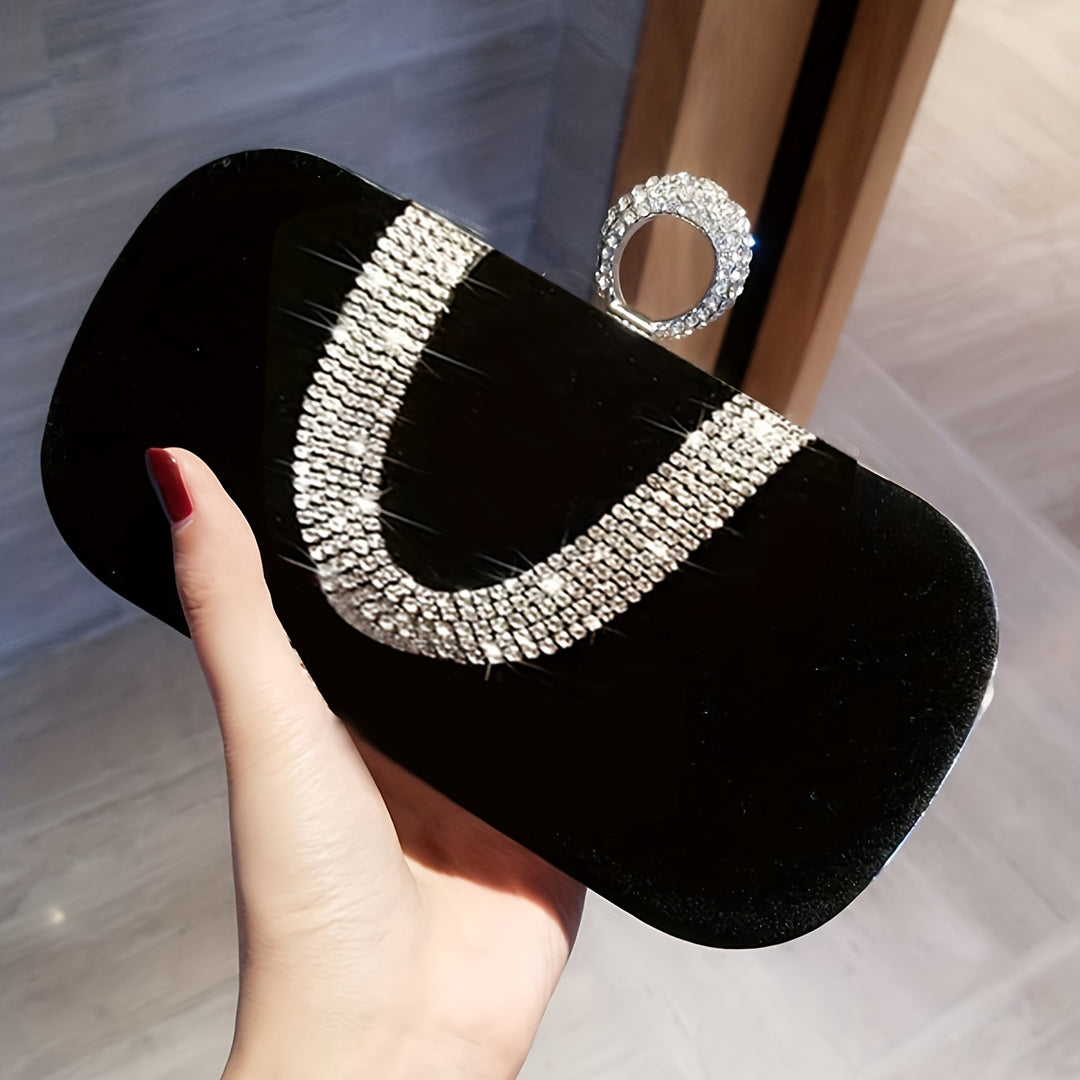 Women's Mini Rhinestone Clutch Bag. Shiny Banquet Bag, Suitable For Wedding Prom, Dinner, Any Party!
