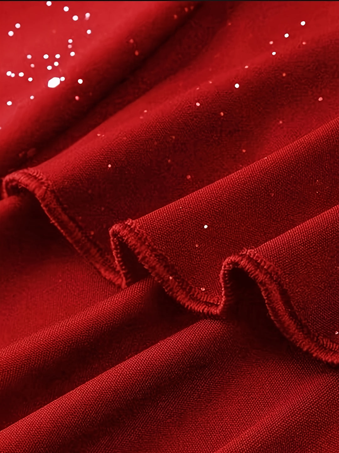 Plus Size Sexy Dress, Women's Plus Solid Rhinestone Decor Off Shoulder Long Sleeve Ruffle Trim Bodycon Mermaid Dress