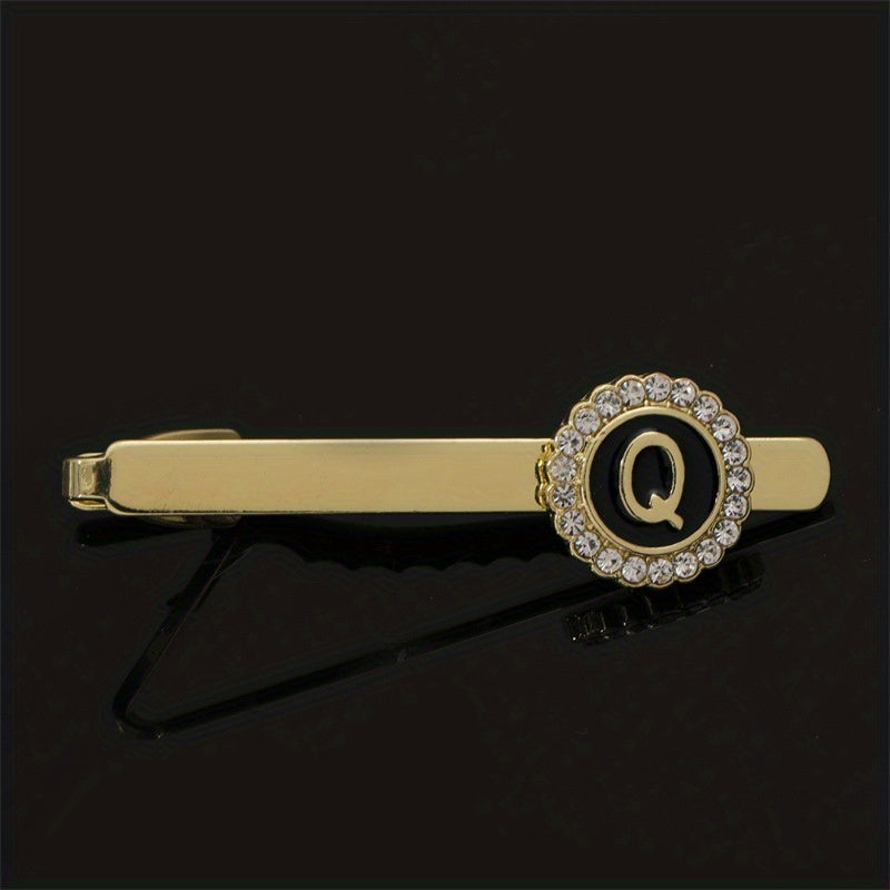 Men's Tie Clip Zirconia Initial Letter Lapel Clip Tie Clip Tie Accessories