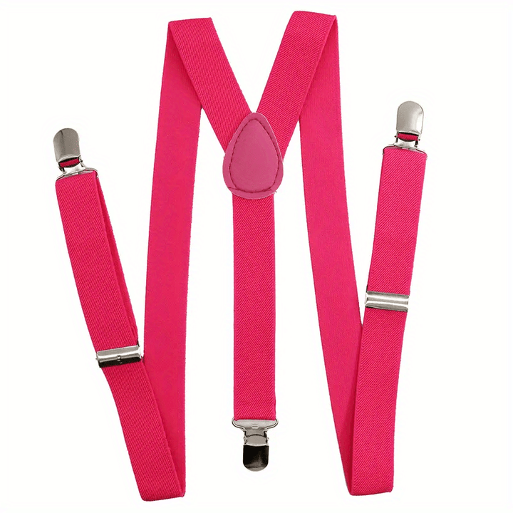 Solid Color Men's And Women's Three-clip Elastic Suspenders