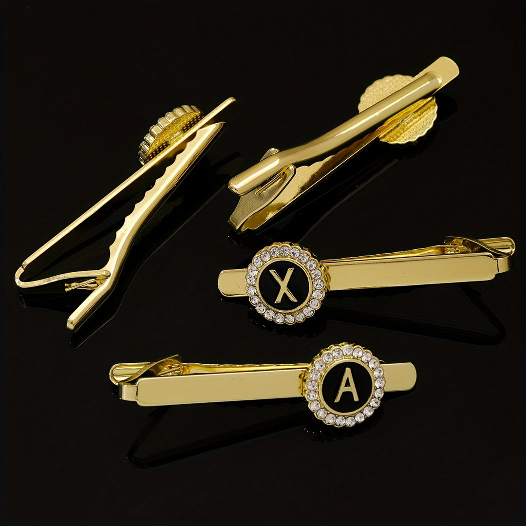 Men's Tie Clip Zirconia Initial Letter Lapel Clip Tie Clip Tie Accessories