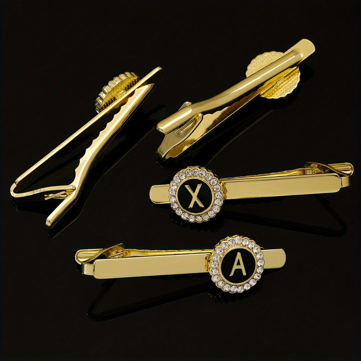 Men's Tie Clip Zirconia Initial Letter Lapel Clip Tie Clip Tie Accessories
