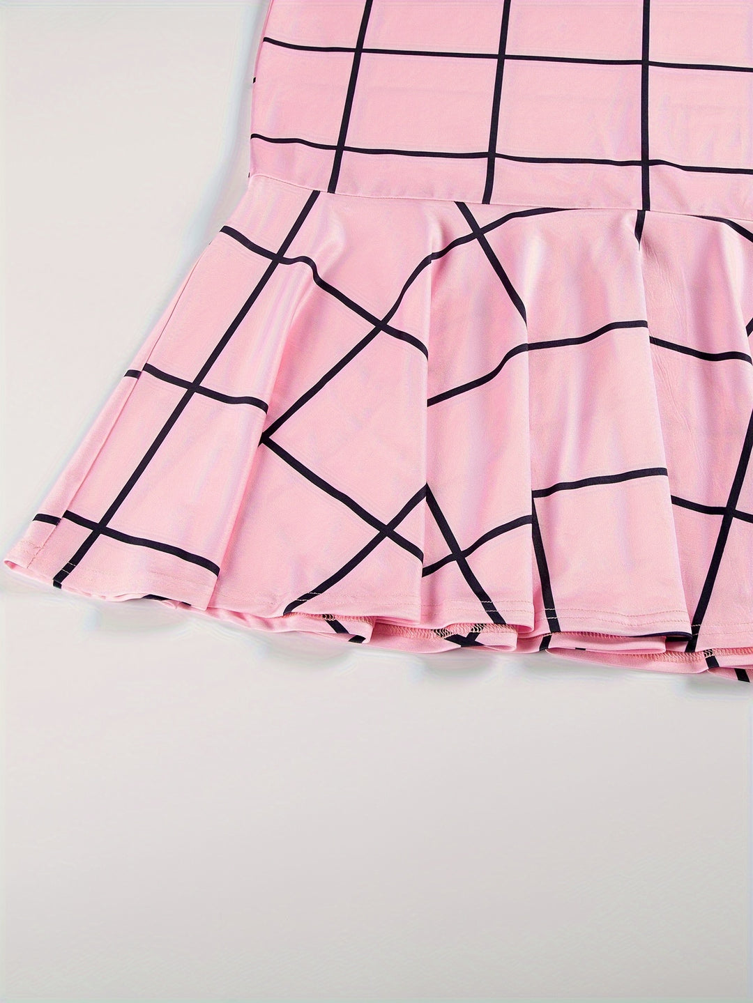 Plus Size Plaid Print Button Front Dress, Elegant Slim Mermaid Hem 3/4 Sleeve Dress, Women's Plus Size Clothing