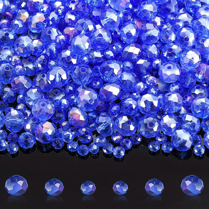 600pcs/pack Crystal Faceted Rondelle Beads Gemstone Glass Beads Loose Beads For DIY Jewelry Making 8 Mm, 6 Mm, 4 Mm