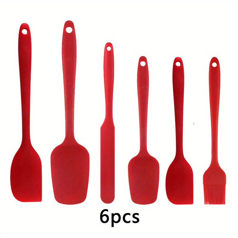 5pcs/6pcs, Large and Small Silicone Spatulas, Oil Brush, and Long Macaron Spatula - Essential Baking Supplies for Cakes, Cheese, and More