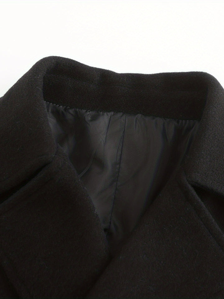 Men's Elegant Double Breasted Trench Coat, Casual Loose Fit Overcoat For Fall Winter Business
