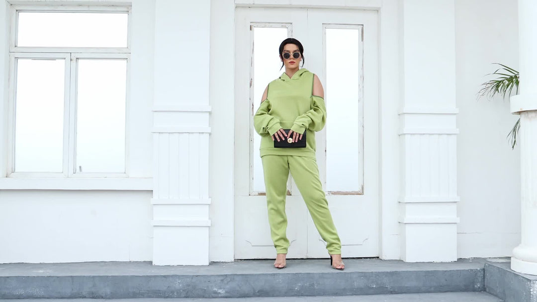 Plus Size Zipper Back Solid Hoodie Sweatshirt & Sweatpants Set, Women's Plus High Stretch 2pcs Set Outfits