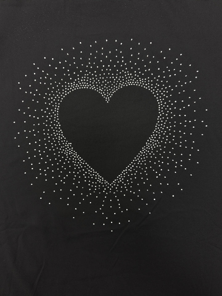 Plus Size Heart Rhinestone Top, Casual Mock Neck Long Sleeve Top, Women's Plus Size Clothing