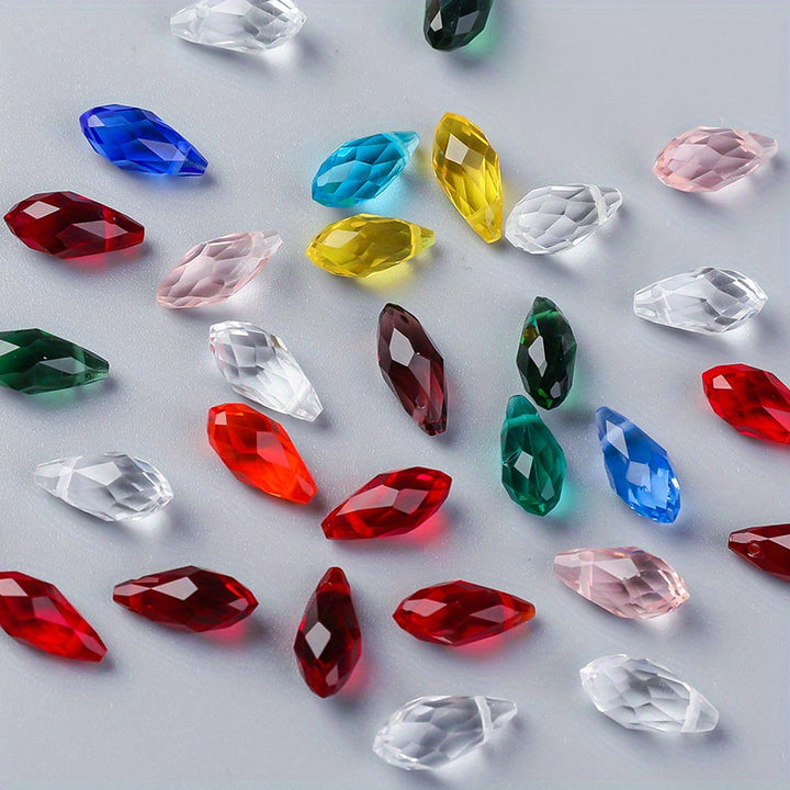 About 100pcs Teardrop Shape Pendants, Imitation Crystal Pendant 6*12mm AB Color Beads Pendants Jewelry Making DIY Supplies For Earrings Necklace Bracelet