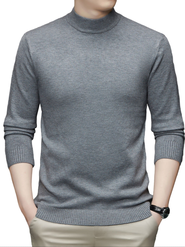 Men's Stylish Solid Knitted Pullover, Casual  Breathable Long Sleeve Turtle Neck Top For City Walk Street Hanging Outdoor Activities