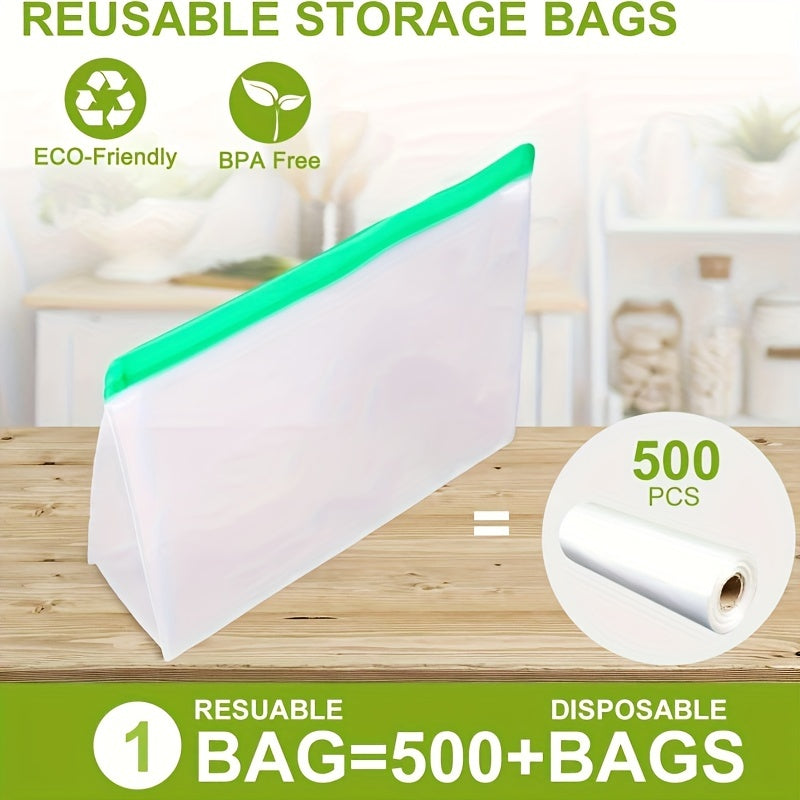 Reusable Silicone Food Storage Bag, Leak Proof And Reusable Freezer Bag, Travel/home Storage Bag -1 Reusable Gallon Bag/1 Reusable Sandwich Bag/1 Reusable Snack Bag (excluding Bisphenol A)