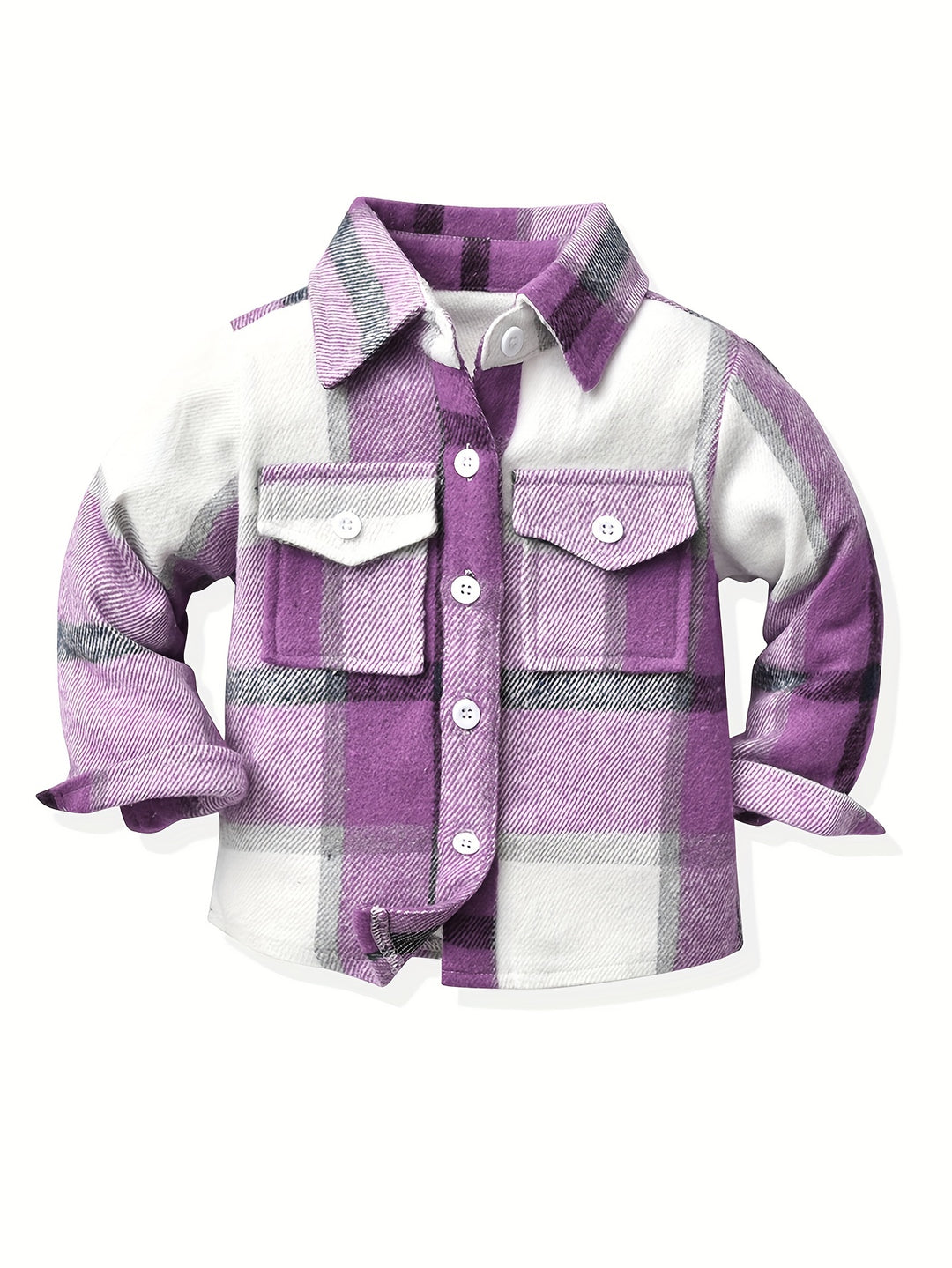 Little Kids Plaid Jacket Stitching Color Long Sleeve Button Down Flannel Preppy Shirt Autumn Coat Outwear For Kid