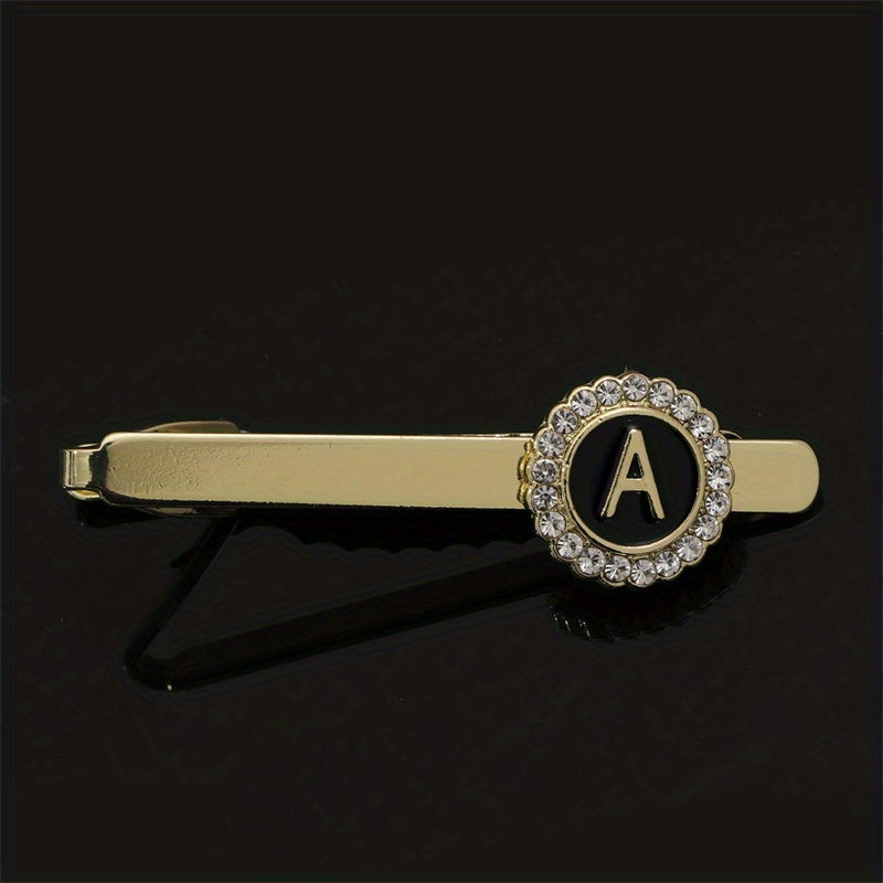 Men's Tie Clip Zirconia Initial Letter Lapel Clip Tie Clip Tie Accessories