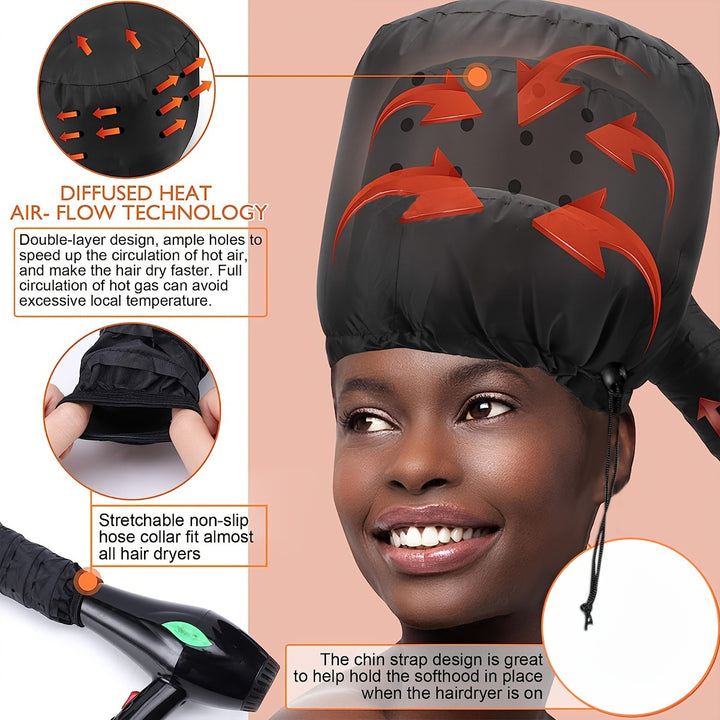 Soft Bonnet Hood Hair Dryer Attachment With Headband, Hooded Hair Dryer Cap Used For Hair Styling, Deep Conditioning And Hair Drying
