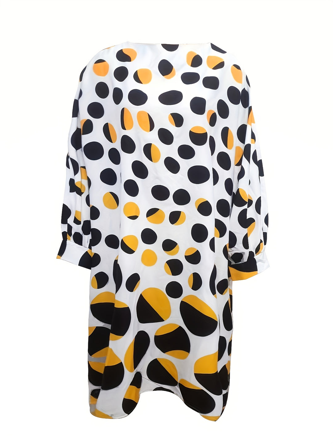 Stylish Polka Dot Dress for Women, Perfect for Casual Wear, Asymmetrical Long Sleeve Design