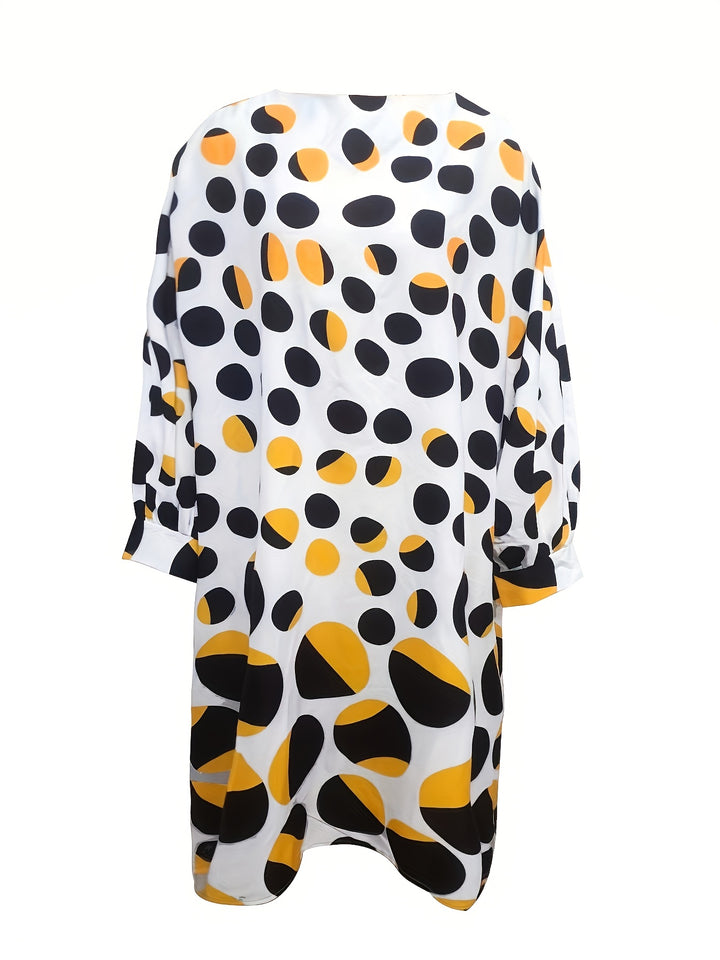 Stylish Polka Dot Dress for Women, Perfect for Casual Wear, Asymmetrical Long Sleeve Design