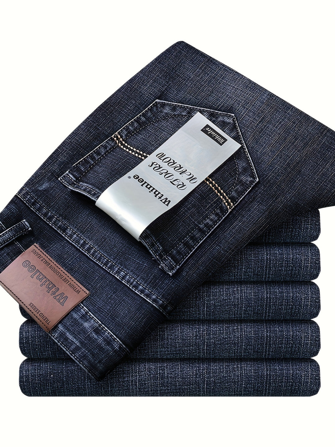 Men's High Quality Straight Leg Jeans For Business, Semi-formal Stretch Denim Pants