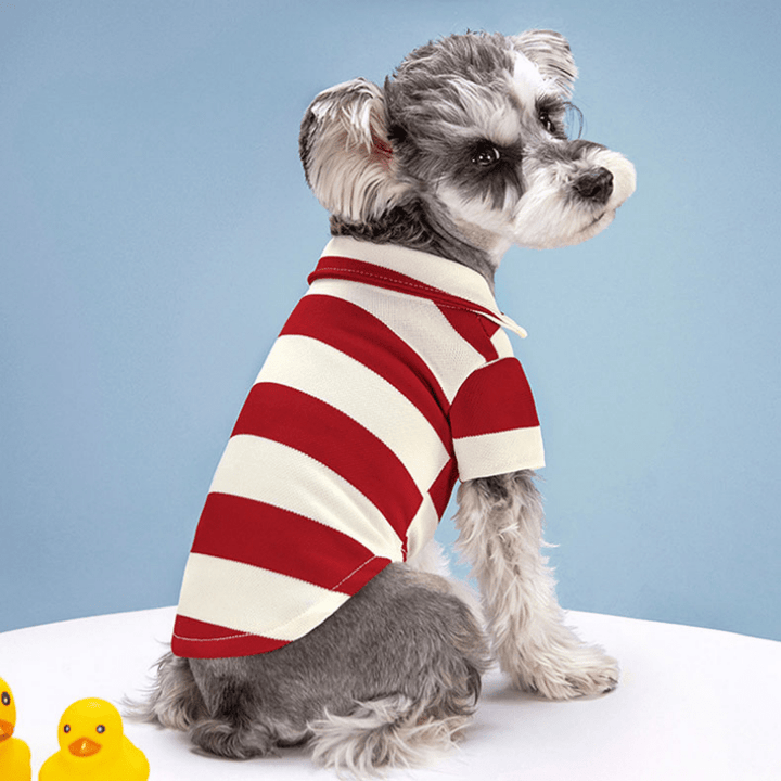 Summer Stripe Dog Tee Shirt - Lightweight & Breathable - Small/Medium Breeds - Snap Button Closure