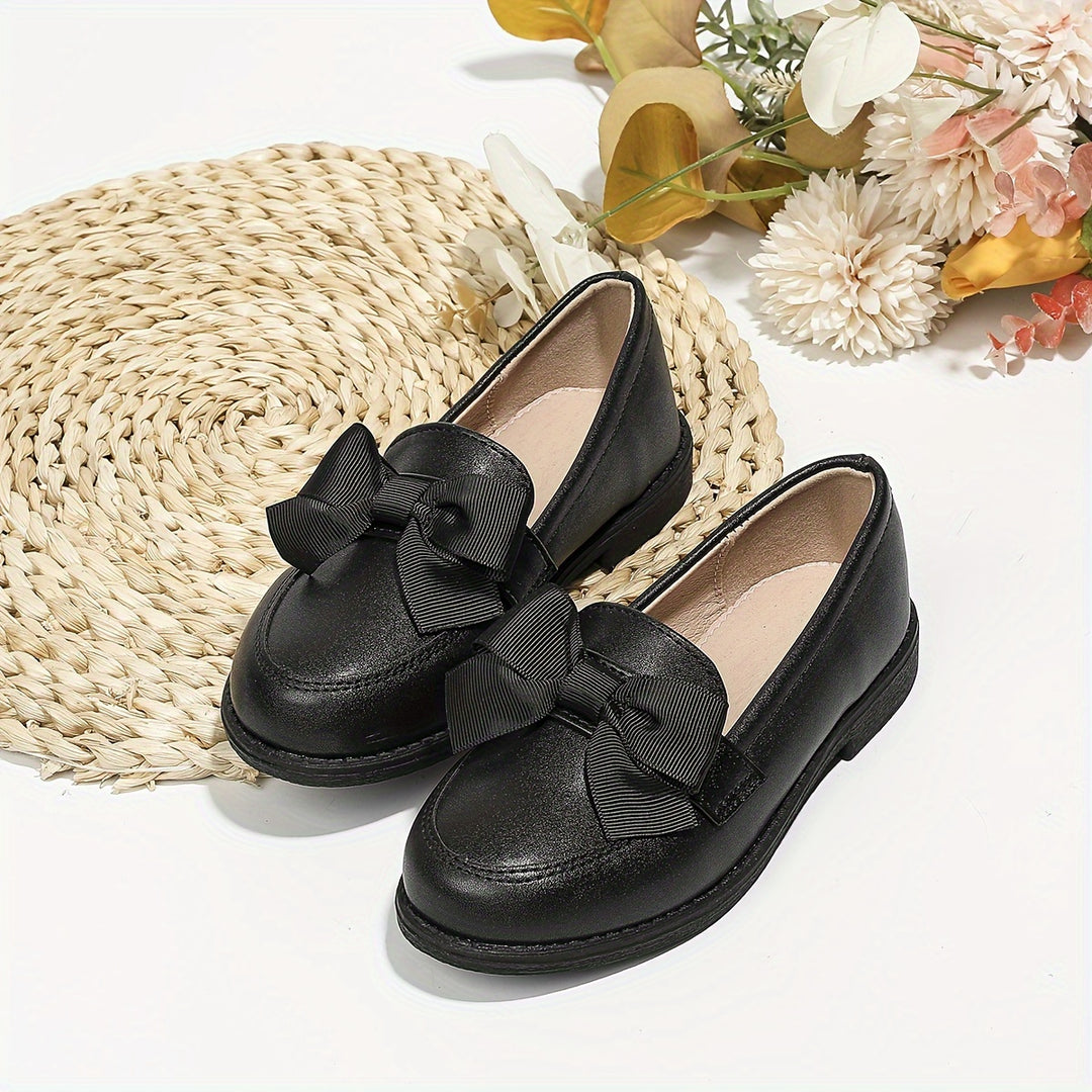 Trendy Elegant Bowknot Slip On Loafer Shoes For Girls, Lightweight Comfortable Non Slip Flat Shoes For Indoor Outdoor, All Seasons