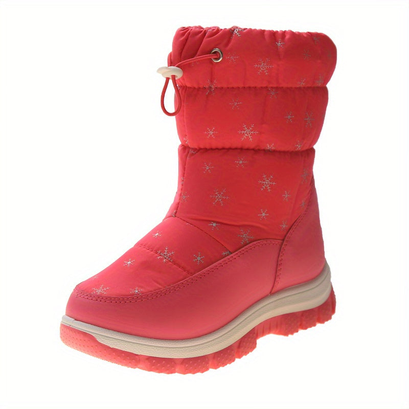 Girl's High Top Snow Boots, Warm Fleece Cozy Non-slip Boots Plush Comfy Outdoor Hiking Shoes Lined Trekking Shoes, Winter