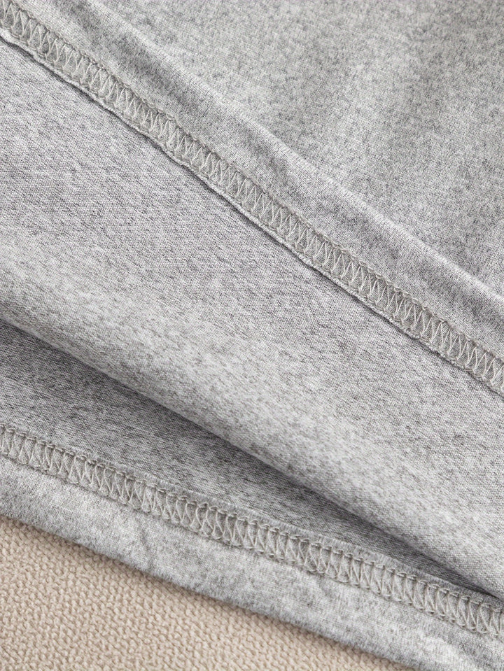 Plus Size Valentine's Day Casual Lounge Dress, Women's Plus Plaid Heart & Letter Print Long Sleeve Tee Nightdress