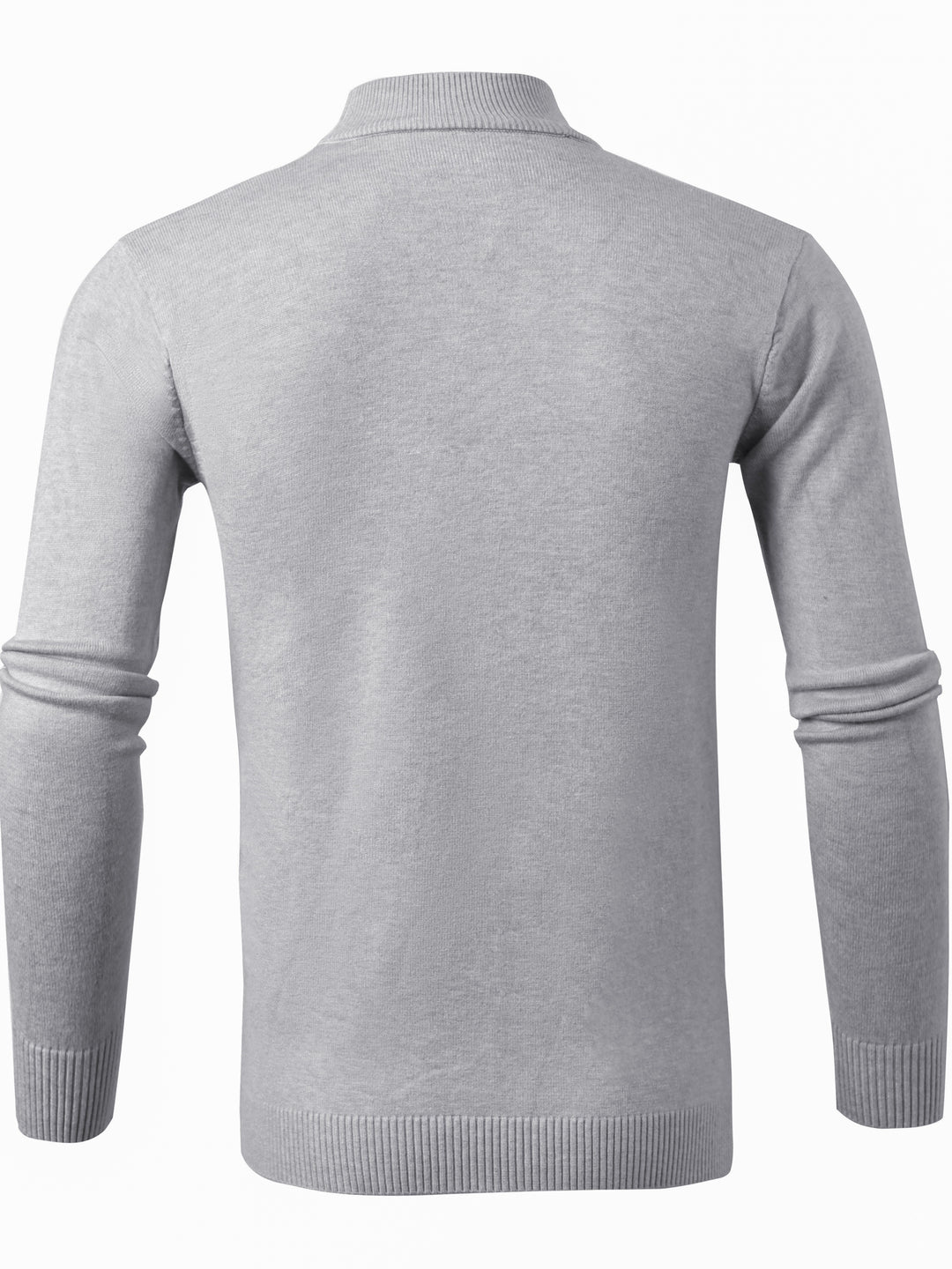 Mock Neck Knitted Slim Solid Sweater, Men's Casual Warm Solid High Stretch Pullover Sweater For Fall Winter