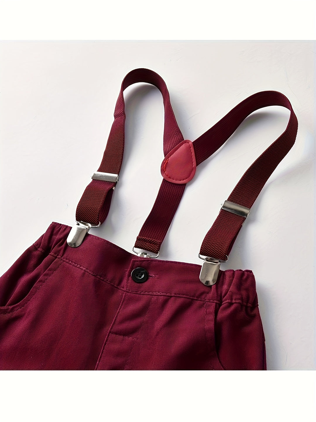 Boy's Christmas Style Gentleman Outfit, Plaid Pattern Bowtie Shirt & Vest & Overalls Set, Formal Wear For Speech Performance Birthday Party, Kid's Clothes For Spring Fall Winter