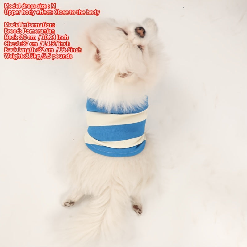 Summer Stripe Dog Tee Shirt - Lightweight & Breathable - Small/Medium Breeds - Snap Button Closure