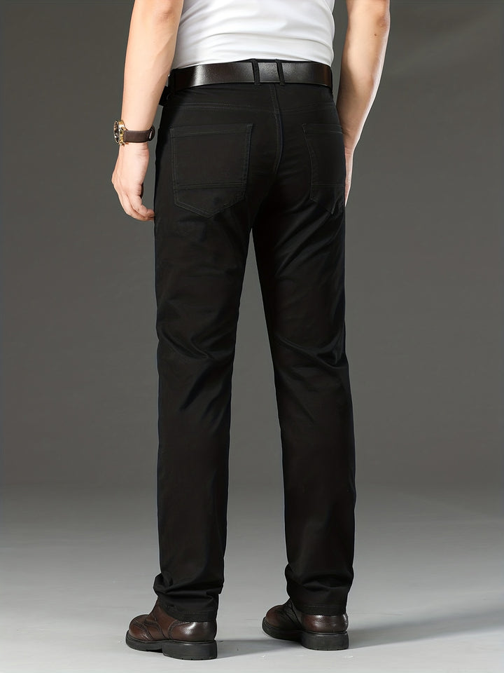 Men's Solid Color Business Casual Straight Pants
