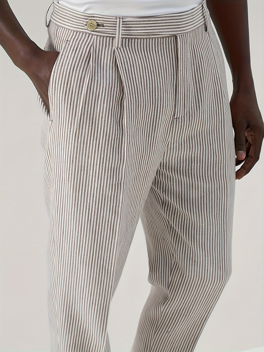 Men's Chic Striped Dress Pants, Elegant Retro Stretch Dress Pants For Business Banquet