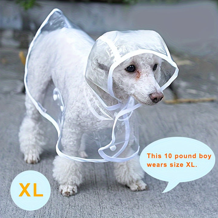 Clear Pet Dog Raincoat, Hooded Rain Jacket, Waterproof Clothes, Snap Button, Small Breed