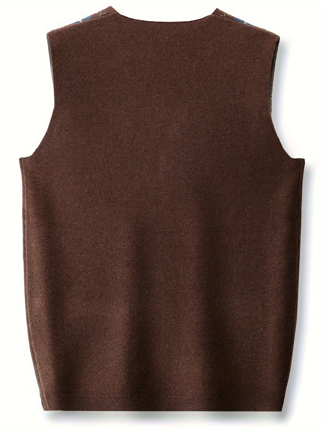 Men's Argyle Knitted Sleeveless Shirt, Active Mid Stretch V Neck Tank Top For City Walk Street Hanging Outdoor Activities
