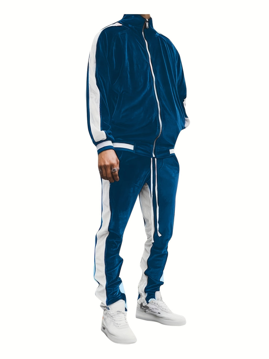 Men's Classic Velvet Athletic Tracksuit Set for Gym and Running