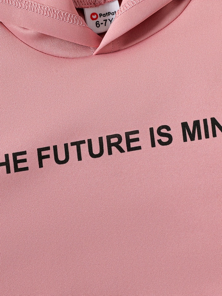 PatPat Conjunto De 2 Piezas, Sudadera Con Capucha De Manga Larga Con Estampado De THE FUTURE IS MINE Y Pantalones Deportivos Para Bebés Niñas