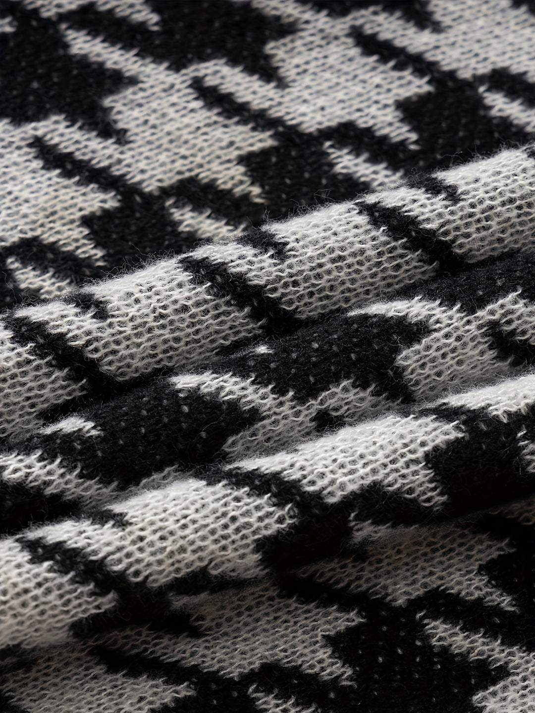 Men's V-neck Houndstooth Casual Sleeveless Knitted Sweater Vest, Men's Clothing For Autumn Winter