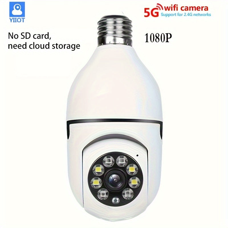 Secure Your Home With 5G Dual-Band WiFi 1080p HD E27 Bulb Camera With Automatic Tracking, Full-Color Night Vision & Two-Way Audio!