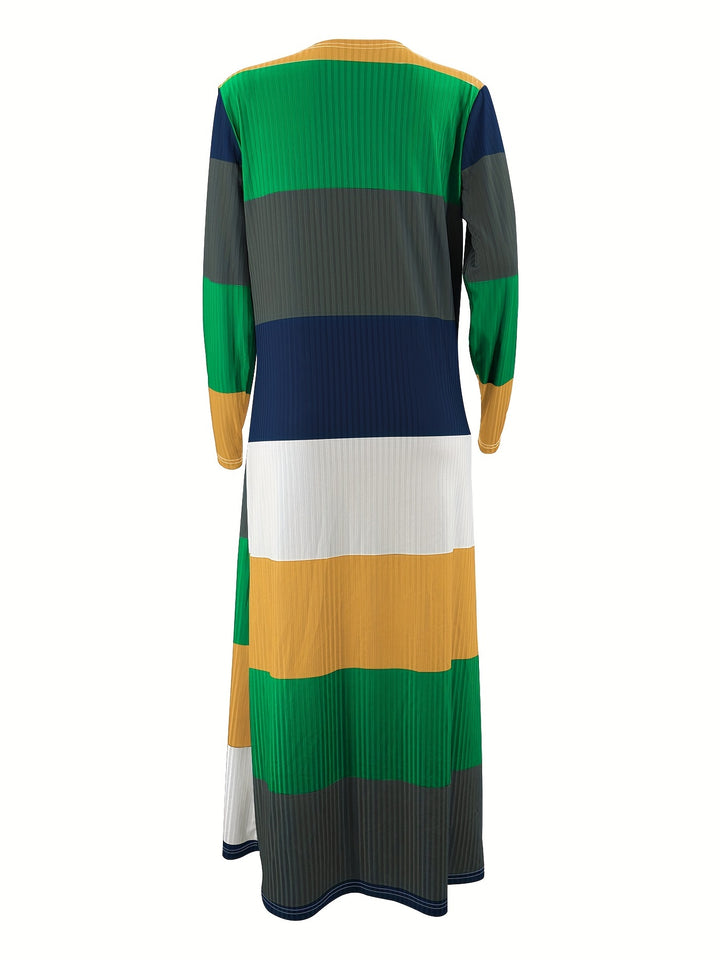 Stripe Print Two-piece DressSet, Sleeveless Tube Dress & Open Front Long Sleeve Cardigan Outfits, Women's Clothing